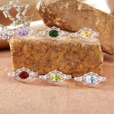 Natural Amethyst and Citrine Gemstone Ring for Women S925 Sterling Silver For The Index Finger Natural Amethyst and Citrine Gemstone Ring for Women S925 Sterling Silver For The Index Finger